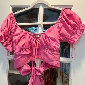 Pink puff sleeve crop top! Sz M